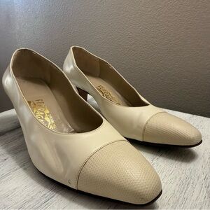 Salvatore Ferragamo Beige Vintage Heels